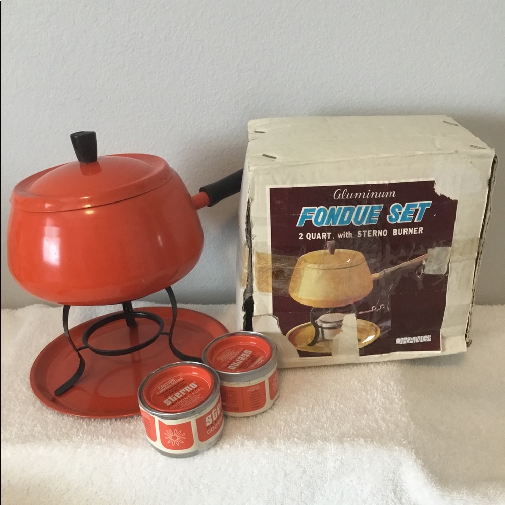 Vintage fondue set orange